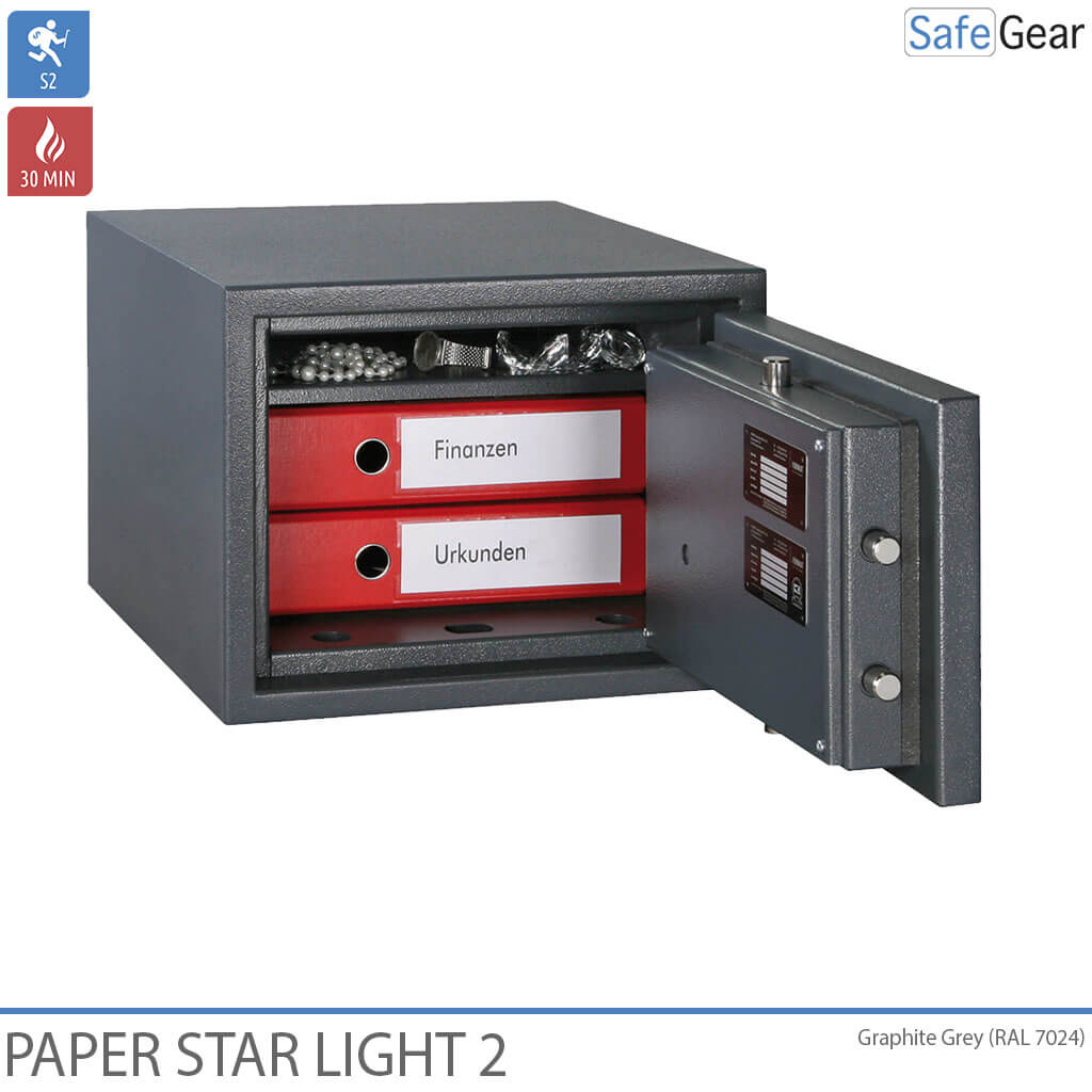 Paper Star Light 2 Brandboks - 2 Ringbind - Indbrudstest Klasse S2 / Brandtest 30 min
