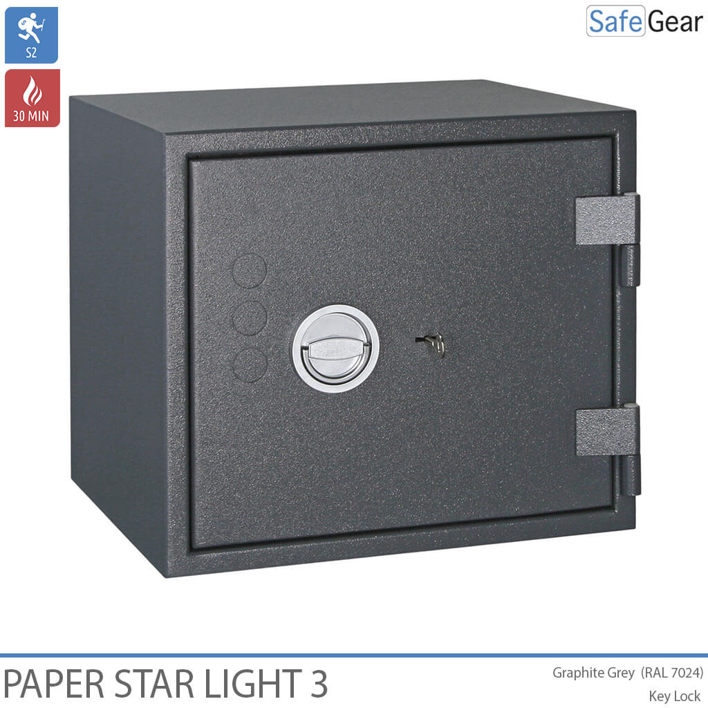 Paper Star Light 3 Brandskab - 5 Ringbind - Indbrudstest Grade S2 / Brandtest 30 min