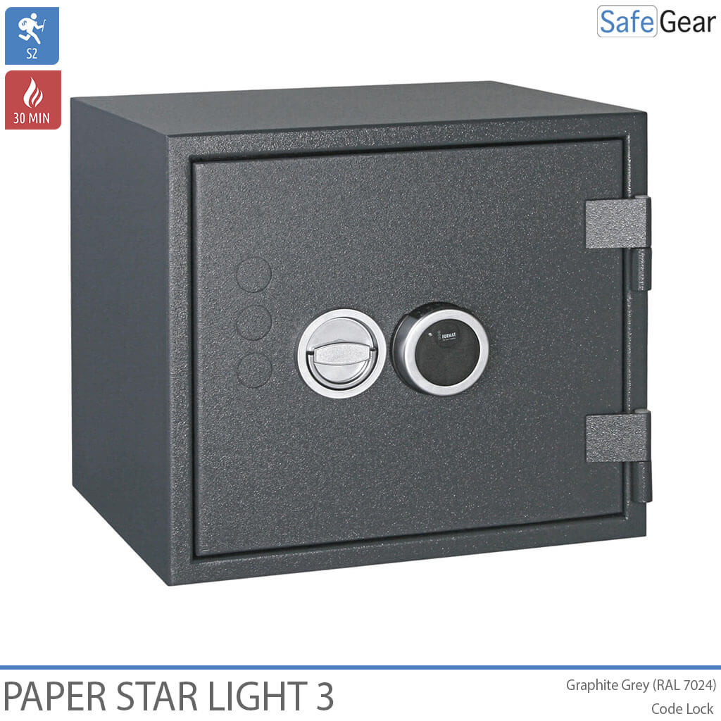 Paper Star Light 3 Brandskab - 5 Ringbind - Indbrudstest Grade S2 / Brandtest 30 min