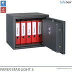 Paper Star Light 3 Brandskab - 5 Ringbind - Indbrudstest Grade S2 / Brandtest 30 min