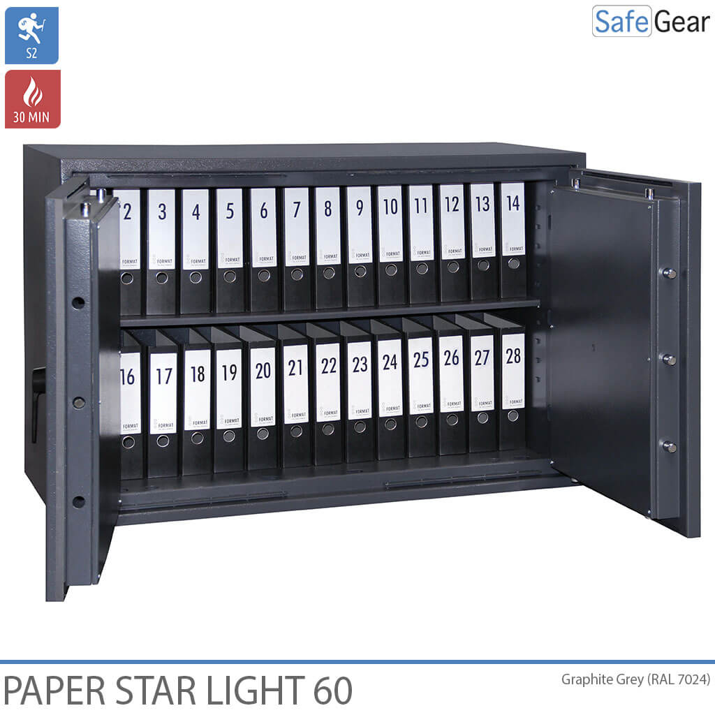 Paper Star Light 60 Dokumentskab - 28 Ringbind - Indbrudstest S2 / Brandtest 30 min