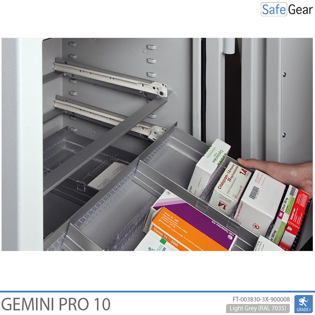 Gemini Pro 10 - apotekerskab (103 liter) - 3 skuffer - indbrudstest Klasse I