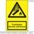 Trykflasker fjernet i tilfælde af brand - Skilt - 297 x 210 - Plast
