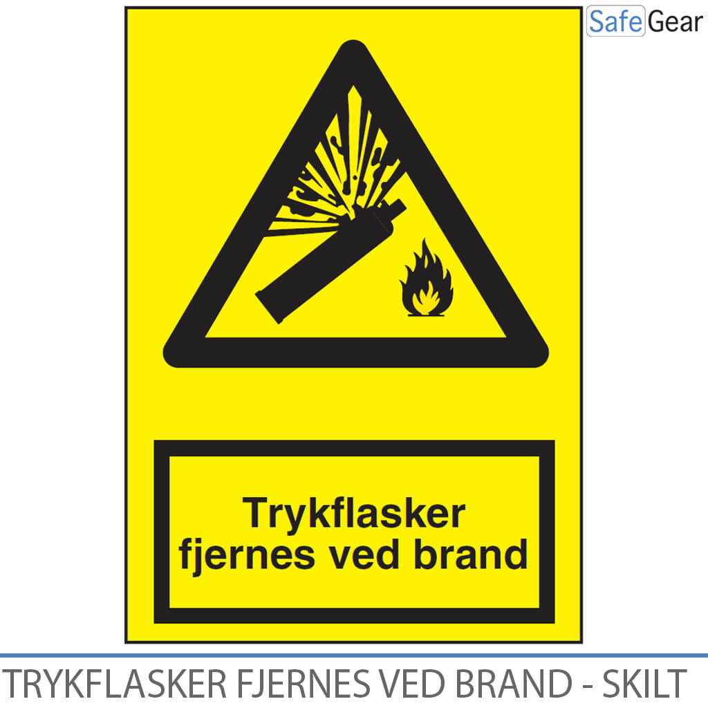 Trykflasker fjernet i tilfælde af brand - Skilt - 297 x 210 - Plast