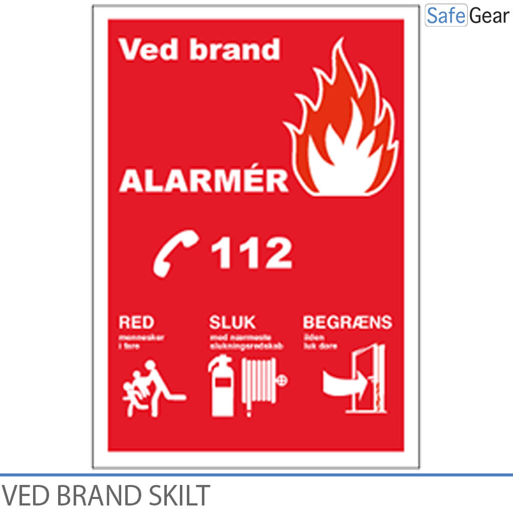 I tilfælde af brand - Skilt - 210 x 297mm - Selvklæbende vinyl